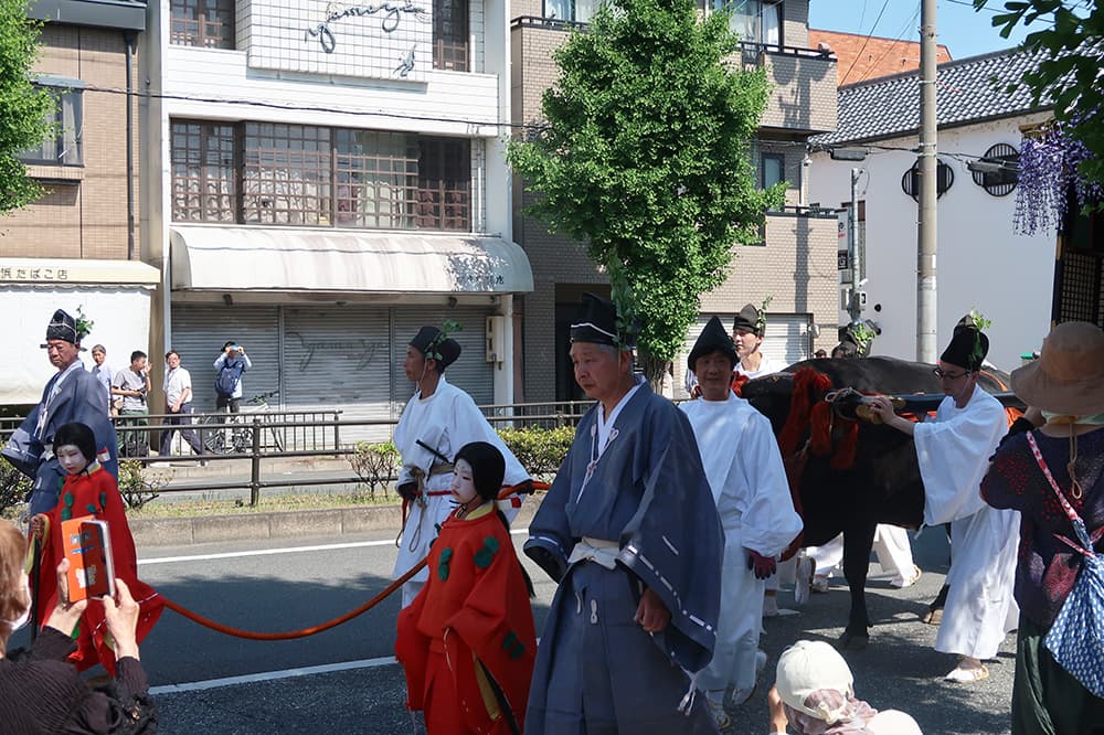 路頭の儀では,平安装束をまとった人々が目の前を通っていきます