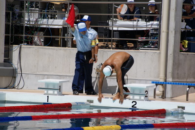 第３９回全国消防救助技術大会・基本泳法スタート前