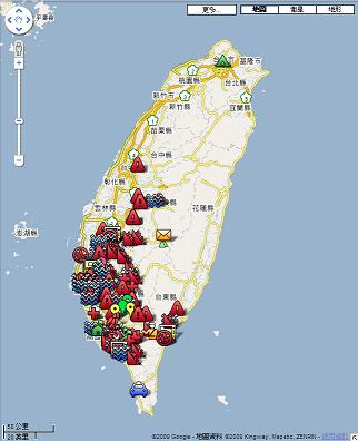 台風８号・モーラコットのグーグルマップ画面