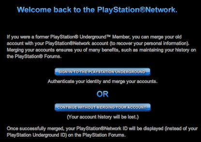 PlayStation®Network accountを統合するか？