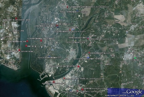 台風８号・モーラコットのグーグルアース画面